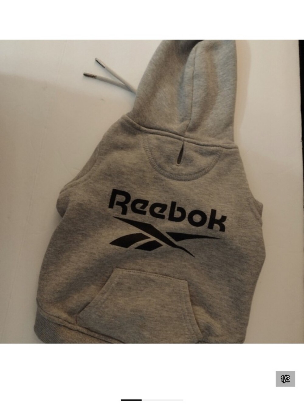 Reebok Gray Medium Cotton Dog Hoodie Sweatshirt Shirt - Picture 7 of 7